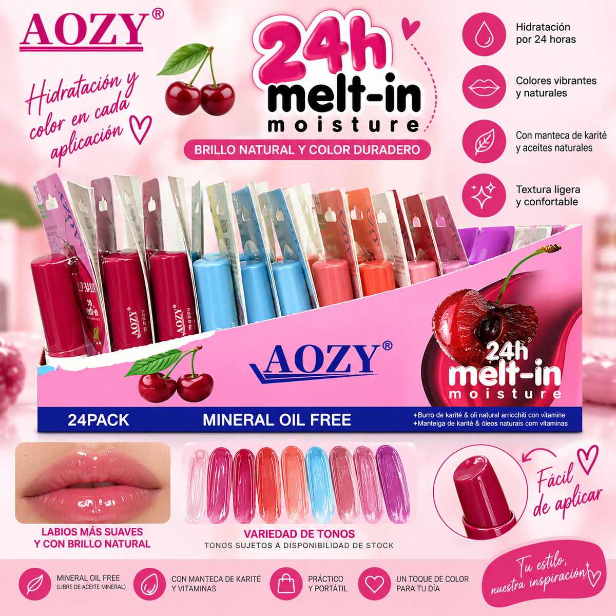 🍒 Bálsamo Labial AOZY Cherry