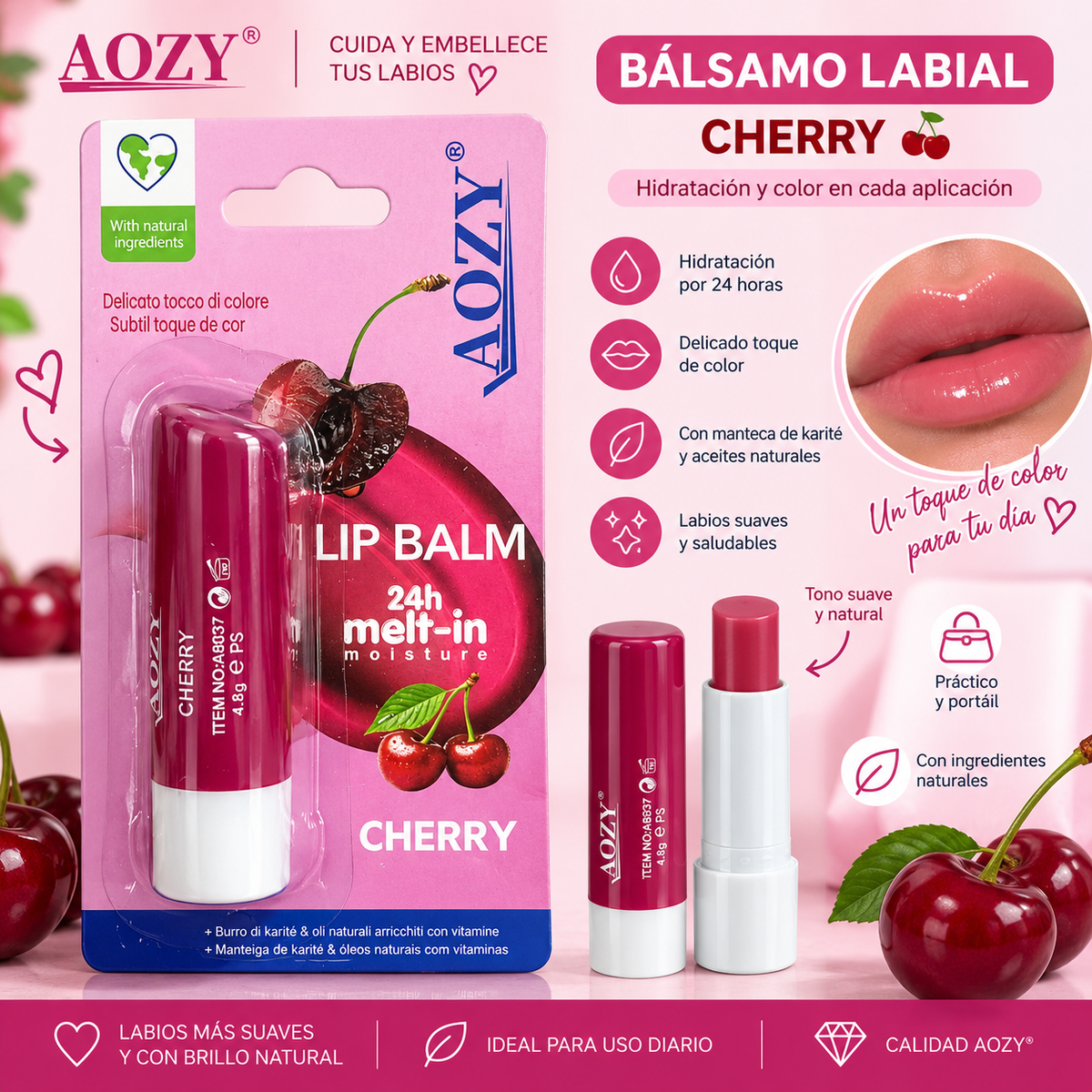 🍒 Bálsamo Labial AOZY Cherry