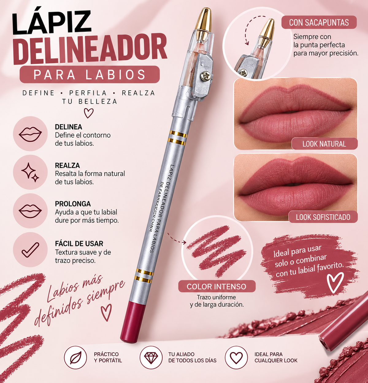 Lápiz Delineador para Labios con Sacapuntas 💋